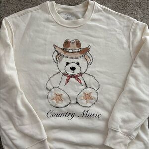 Zoe + Liv size small Cream Teddy Bear Sweatshirt